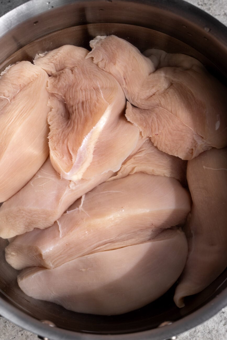 poached chicken breasts.