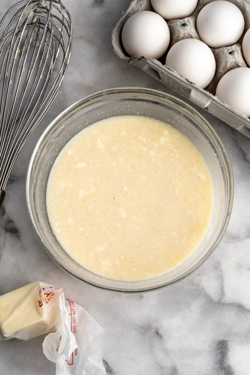 wet ingredients for baked apple cider donuts.