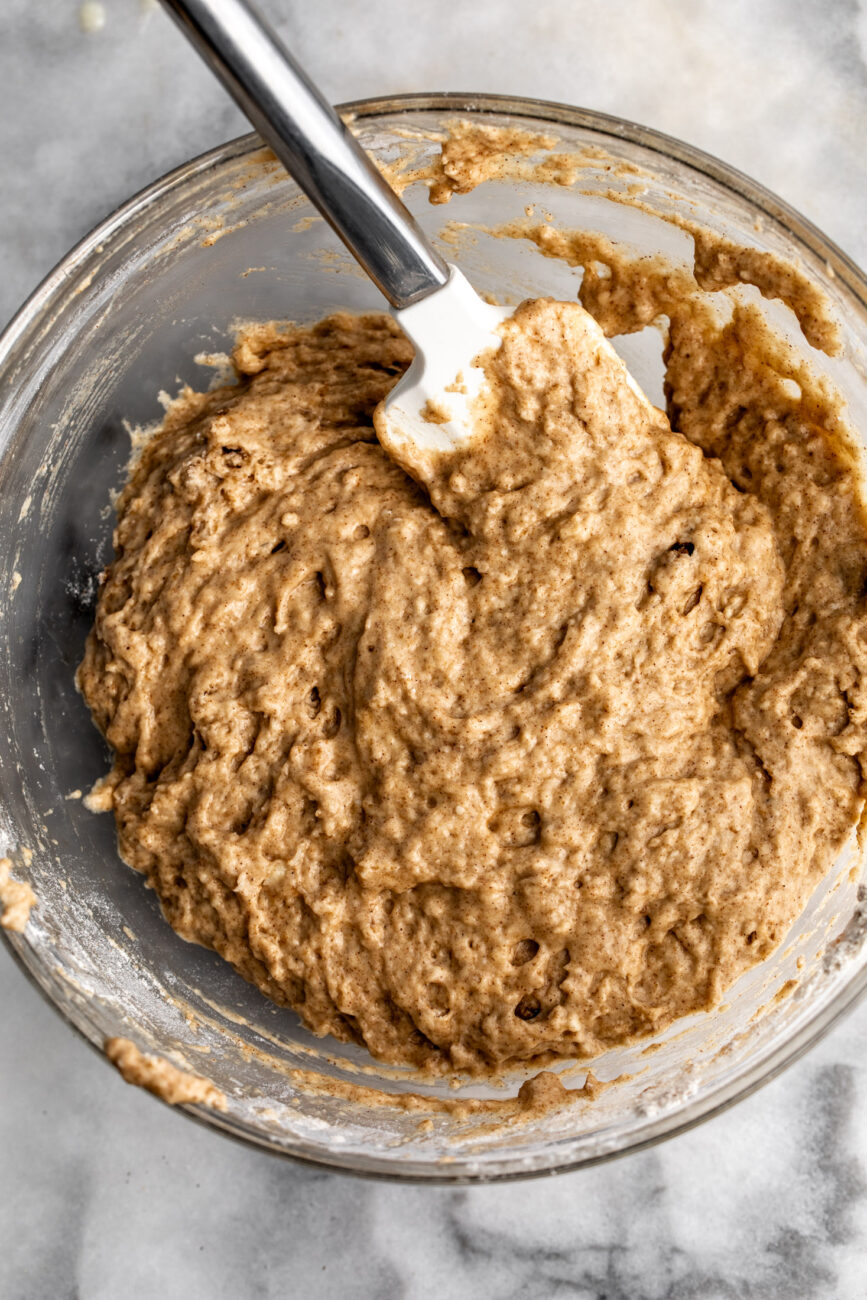 combined wet and dry ingredients.