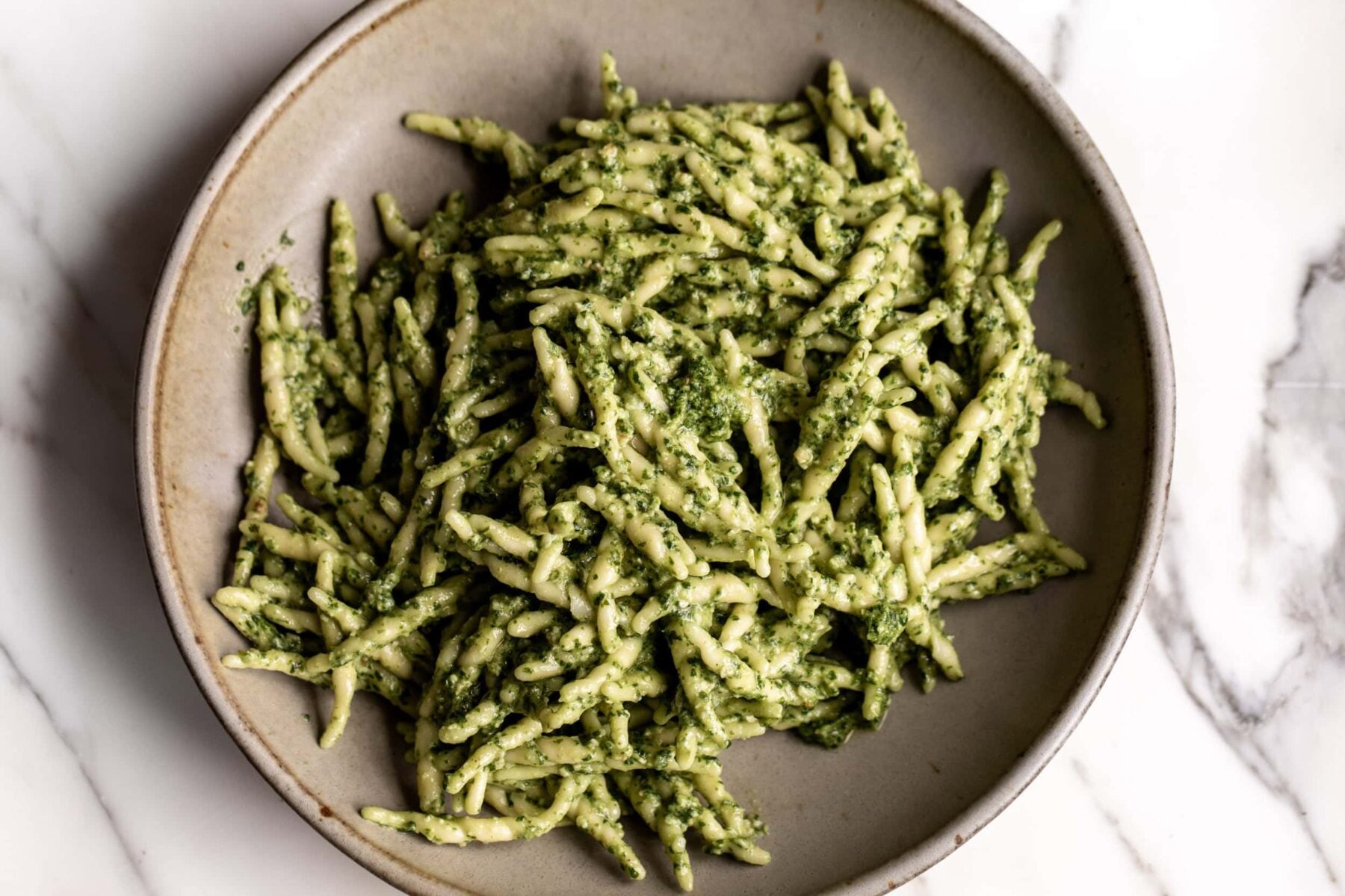 Fresh pesto with trofie pasta.
