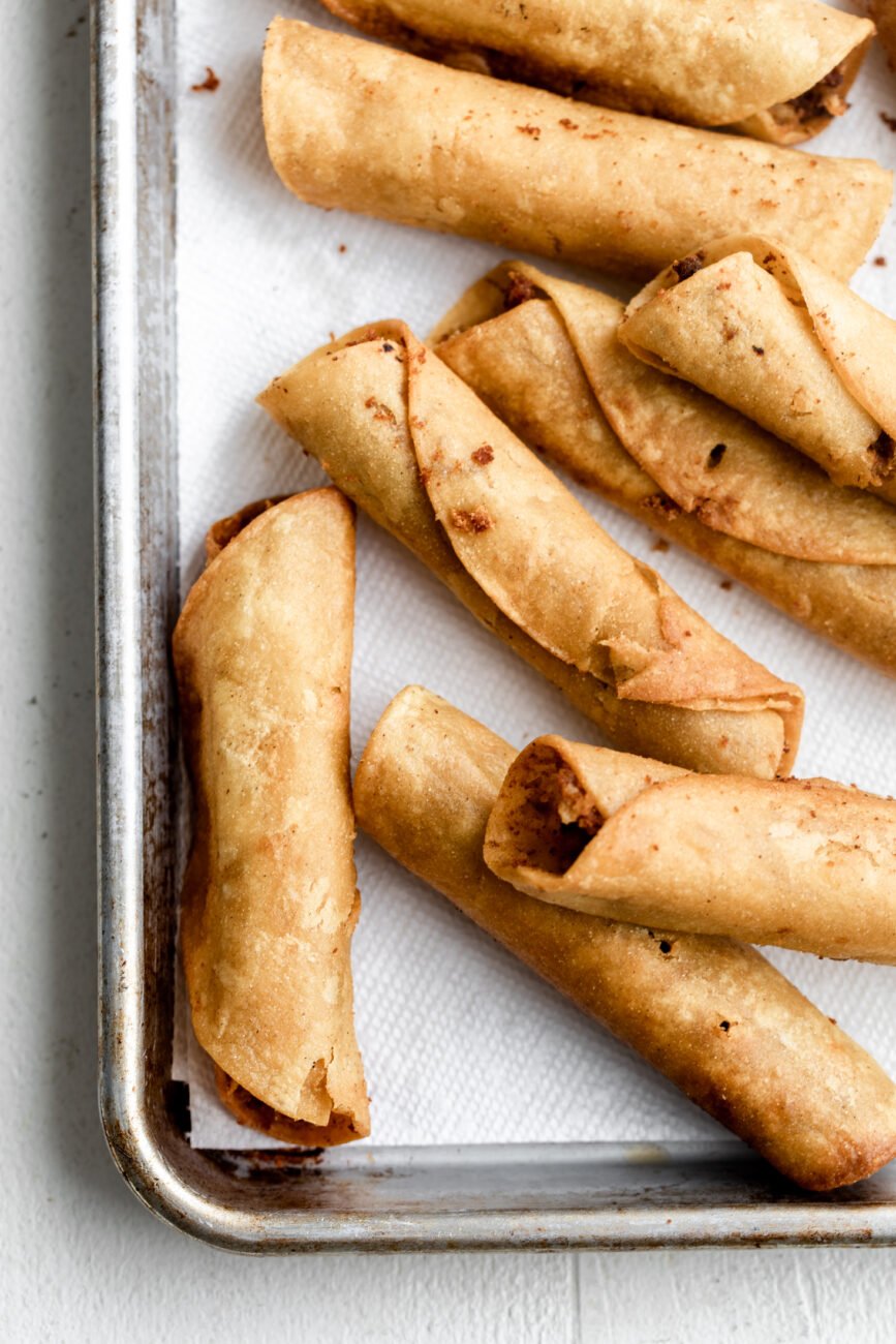 fried crispy sweet potato taquitos.