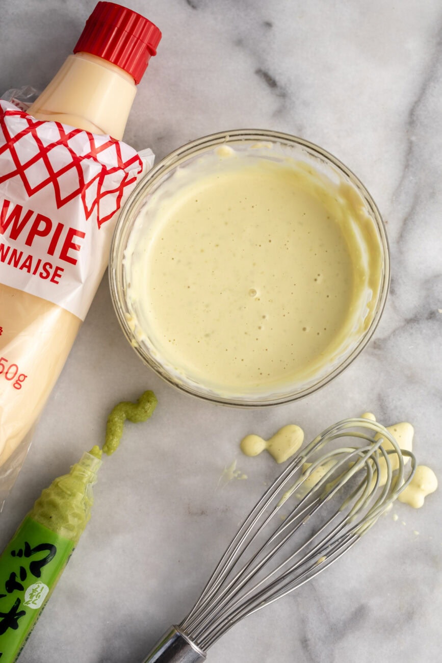wasabi mayonnaise in bowl.
