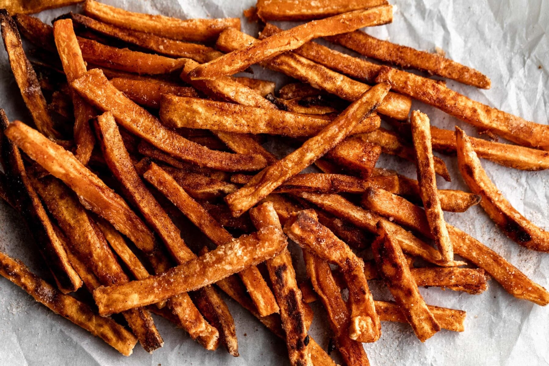baked cinnamon sugar sweet potato fries.