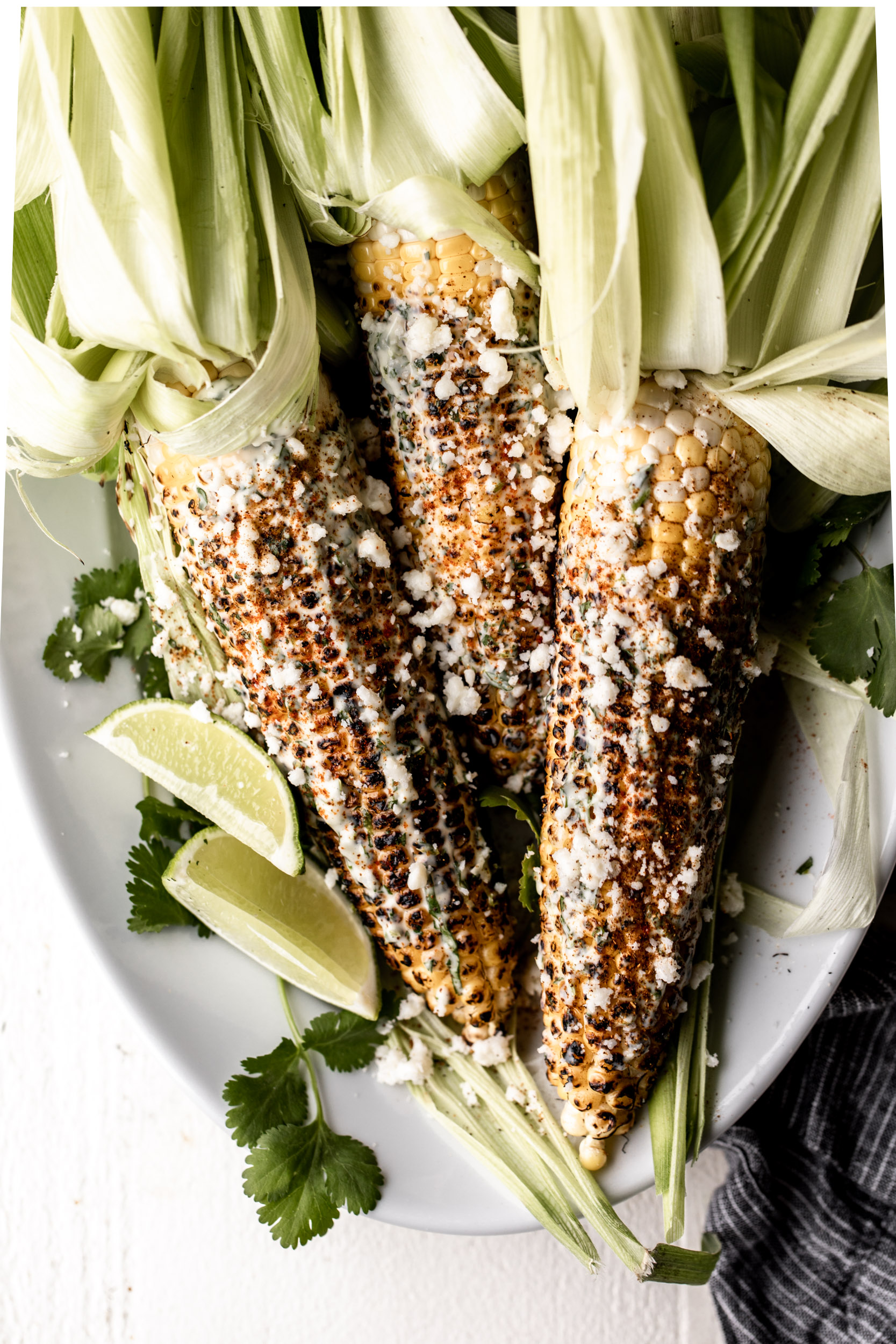 Spicy Charred Corn with Cilantro Aioli & Cotija Elote recipe