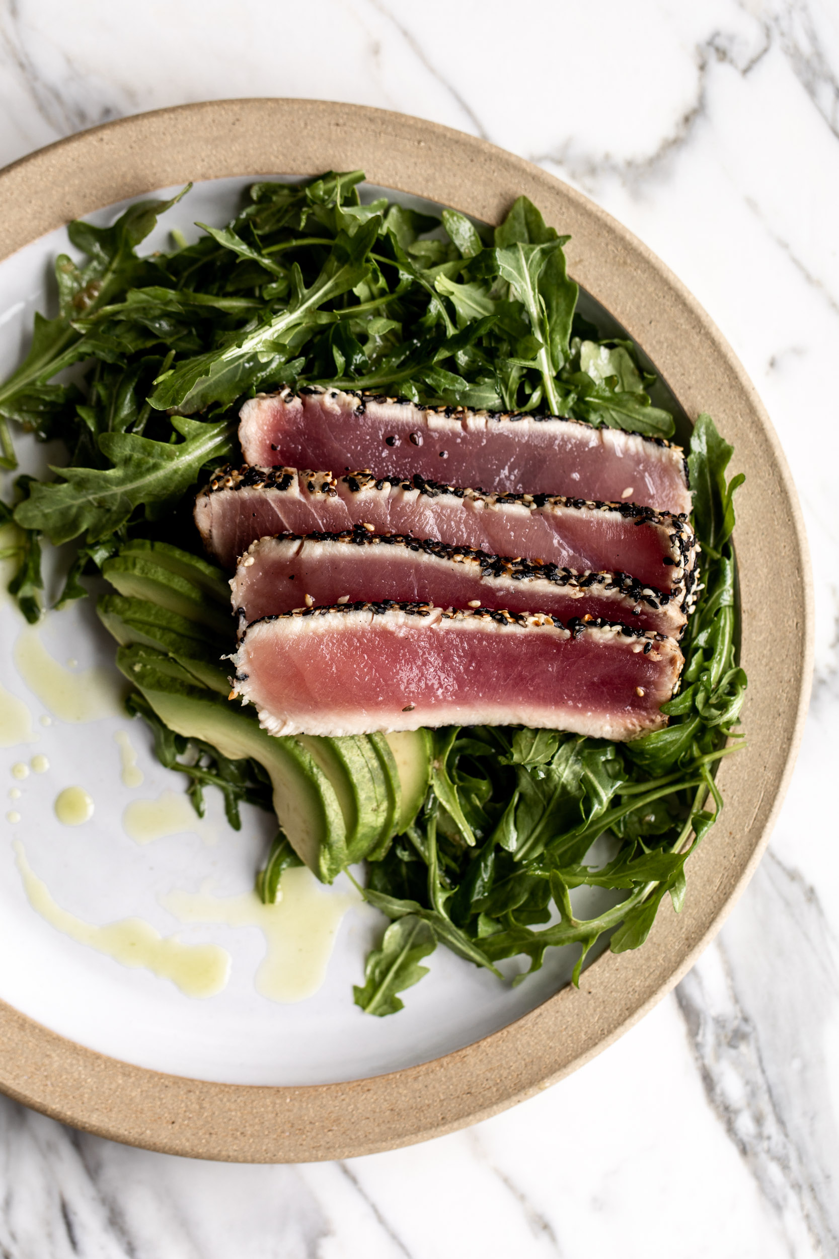 Sesame Crusted Seared Ahi Tuna with Arugula Salad