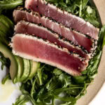 sesame crusted seared ahi tuna with arugula salad recipe.