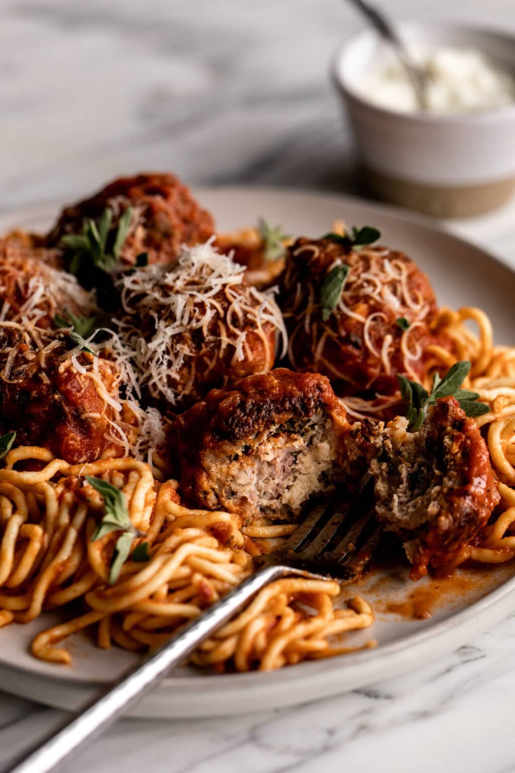 Beef, Pork & Prosciutto Italian Meatballs Cooking with Cocktail Rings