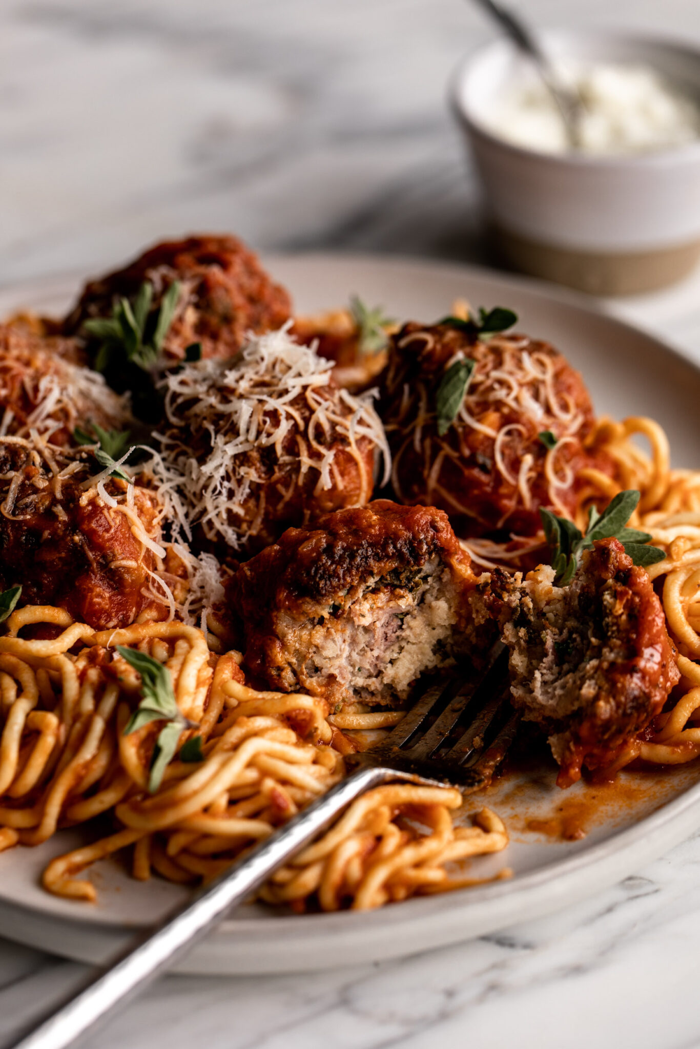 Beef, Pork & Prosciutto Italian Meatballs Cooking with Cocktail Rings