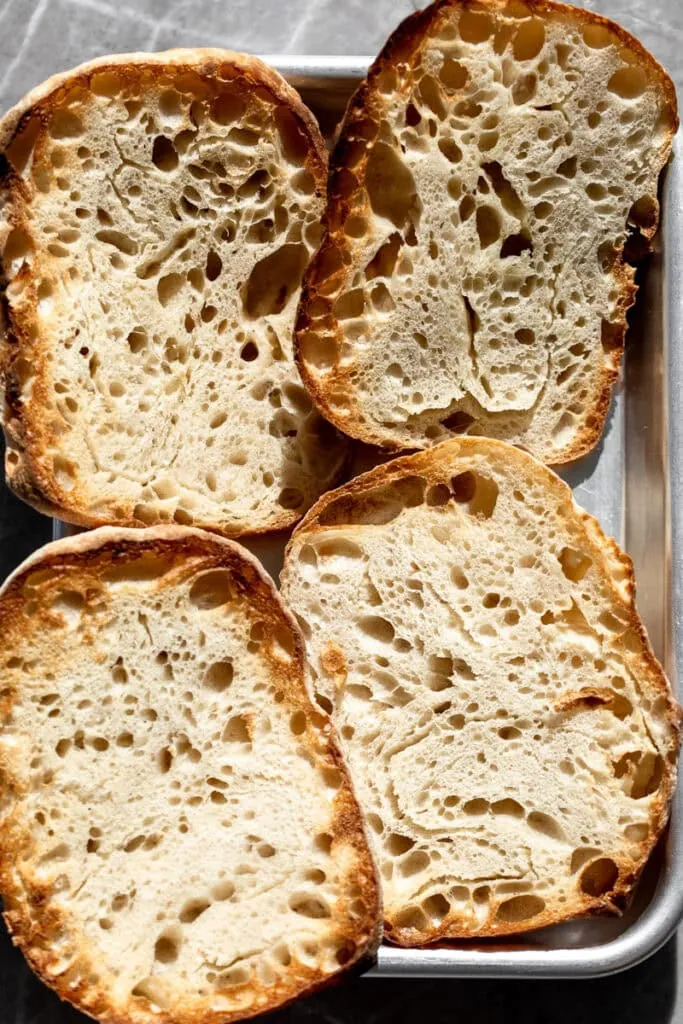 halved and toasted ciabatta rolls