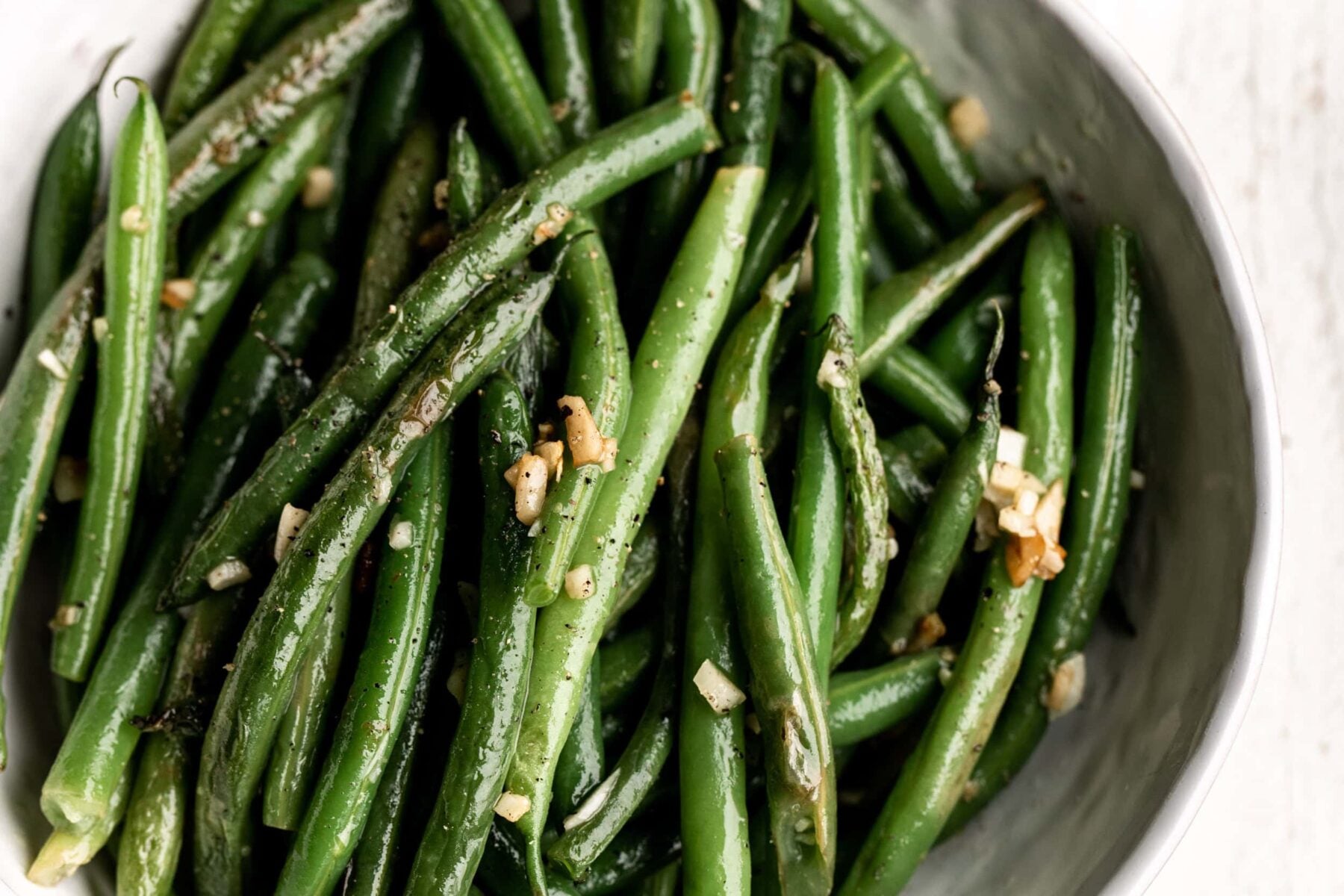 blanched and sautéed garlic green beans.