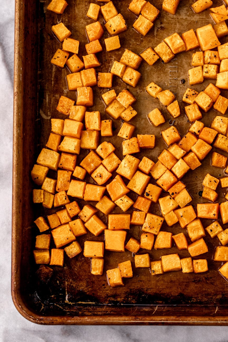 diced roasted butternut squash.