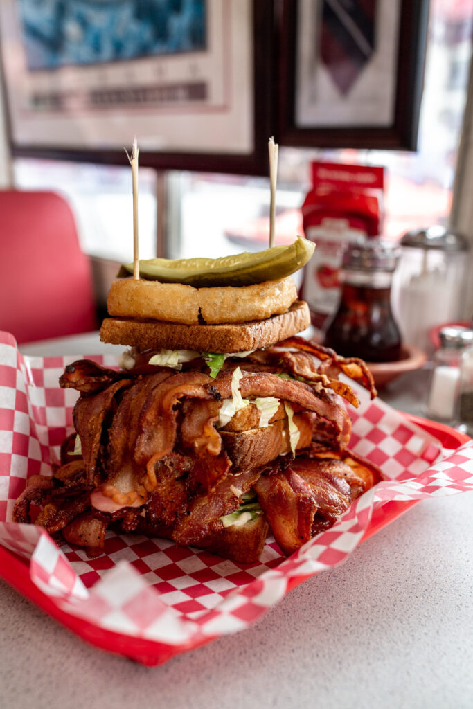 national championship BLT sandwich with 16 strip of bacon