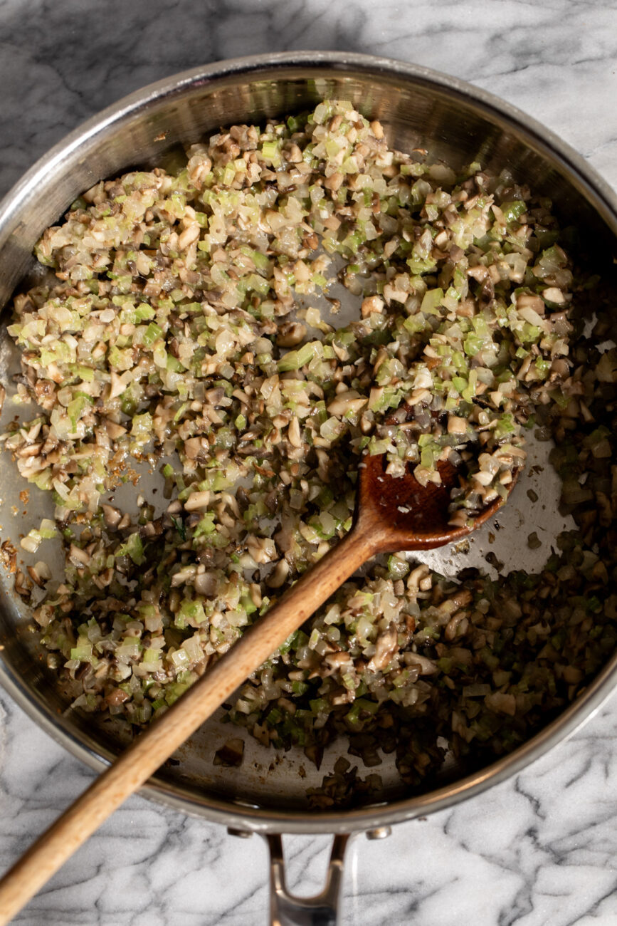 sautéed mushrooms, celery and onion for filling.