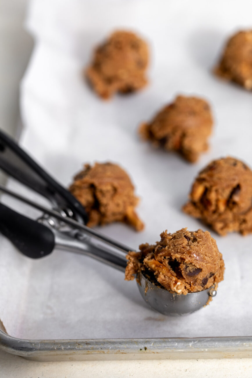 scooped dough balls.