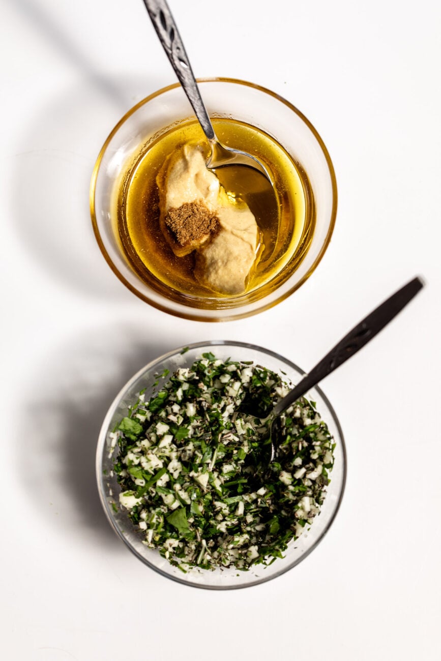 harb and mustard rub.