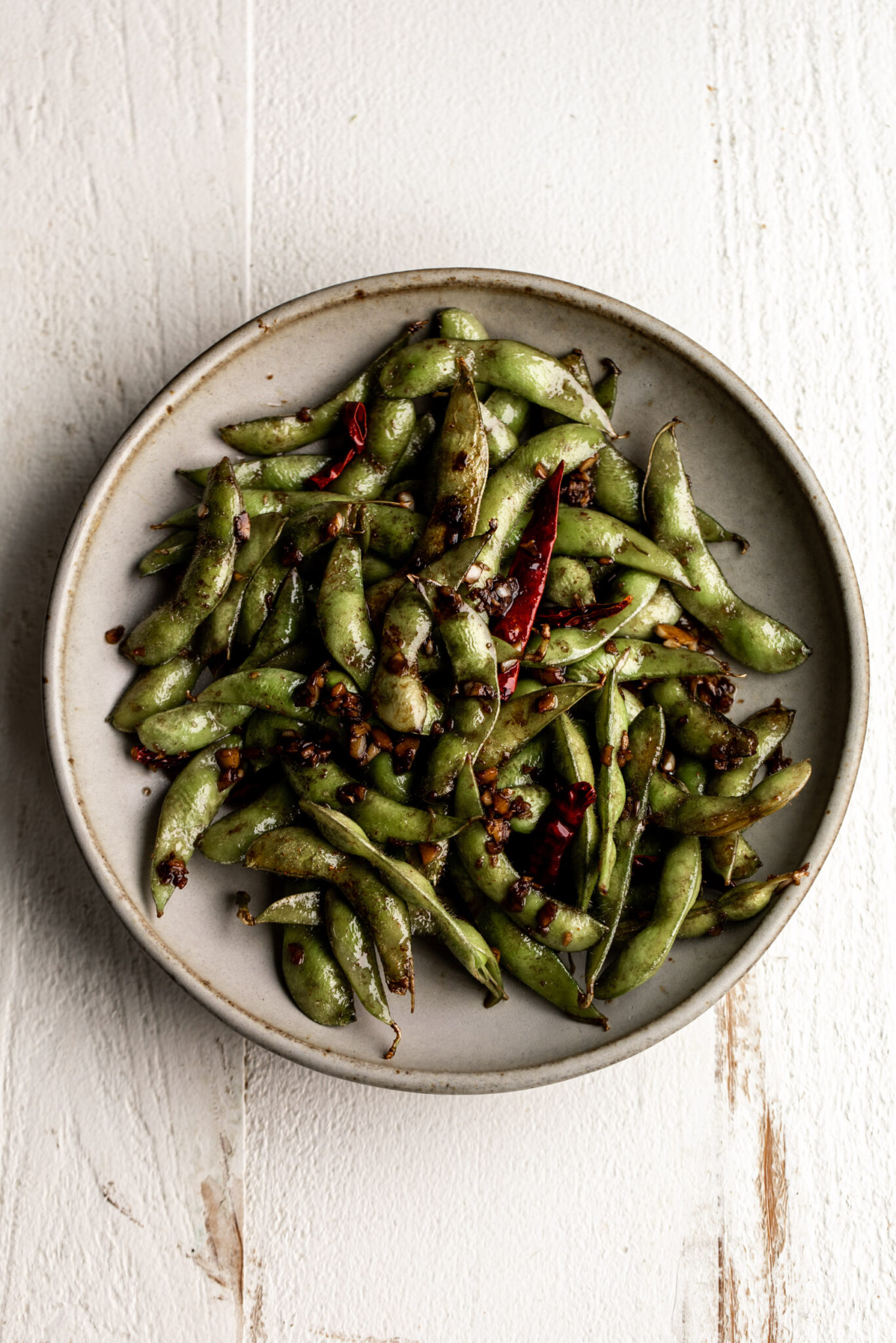 Garlic Soy Edamame Cooking with Cocktail Rings