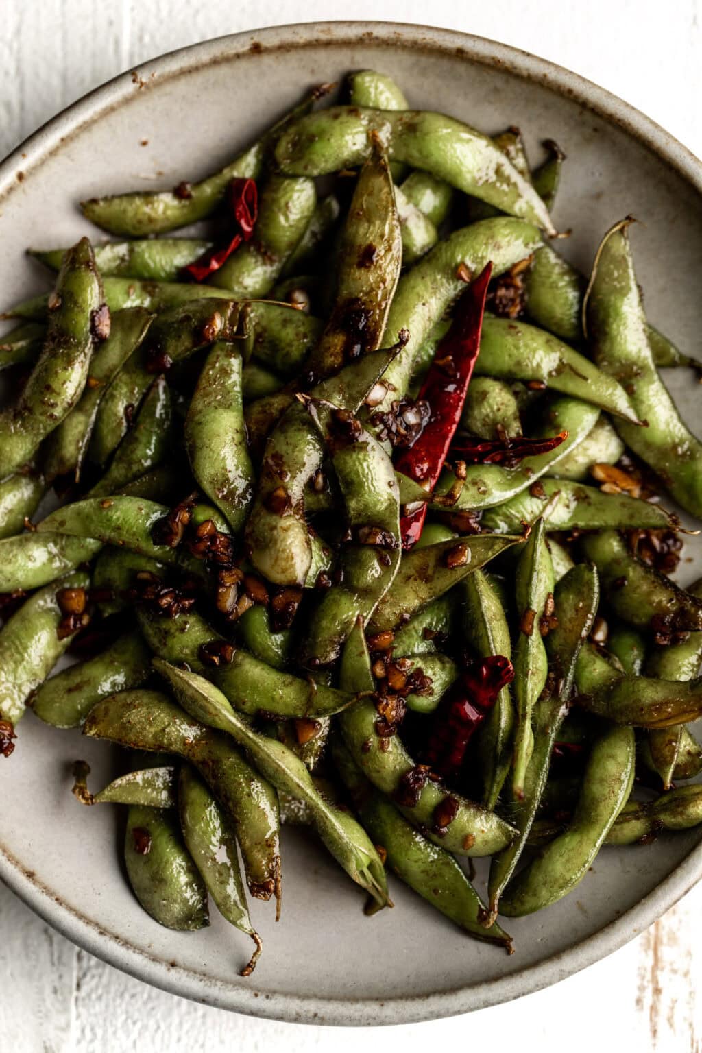Garlic Soy Edamame Cooking with Cocktail Rings