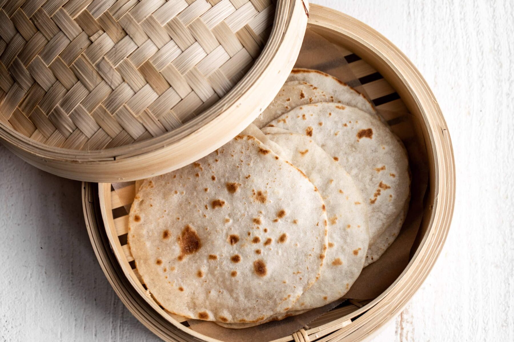 Mandarin-Style Pancakes in bamboo basket.