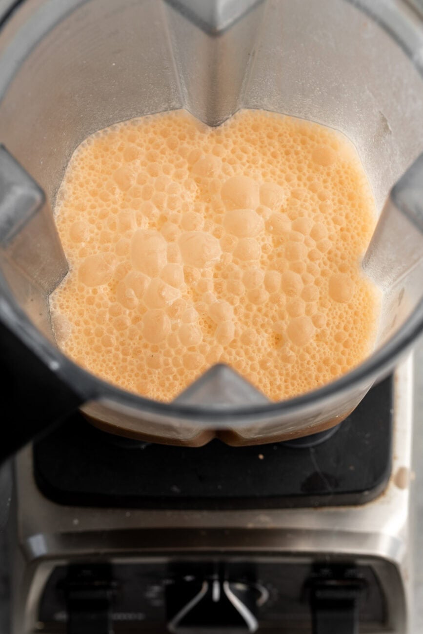 blended orange juice and yogurt mixture.