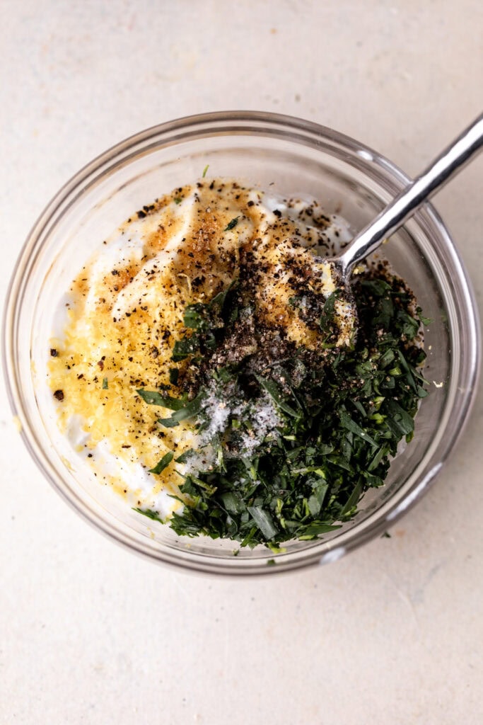 tarragon yogurt sauce.