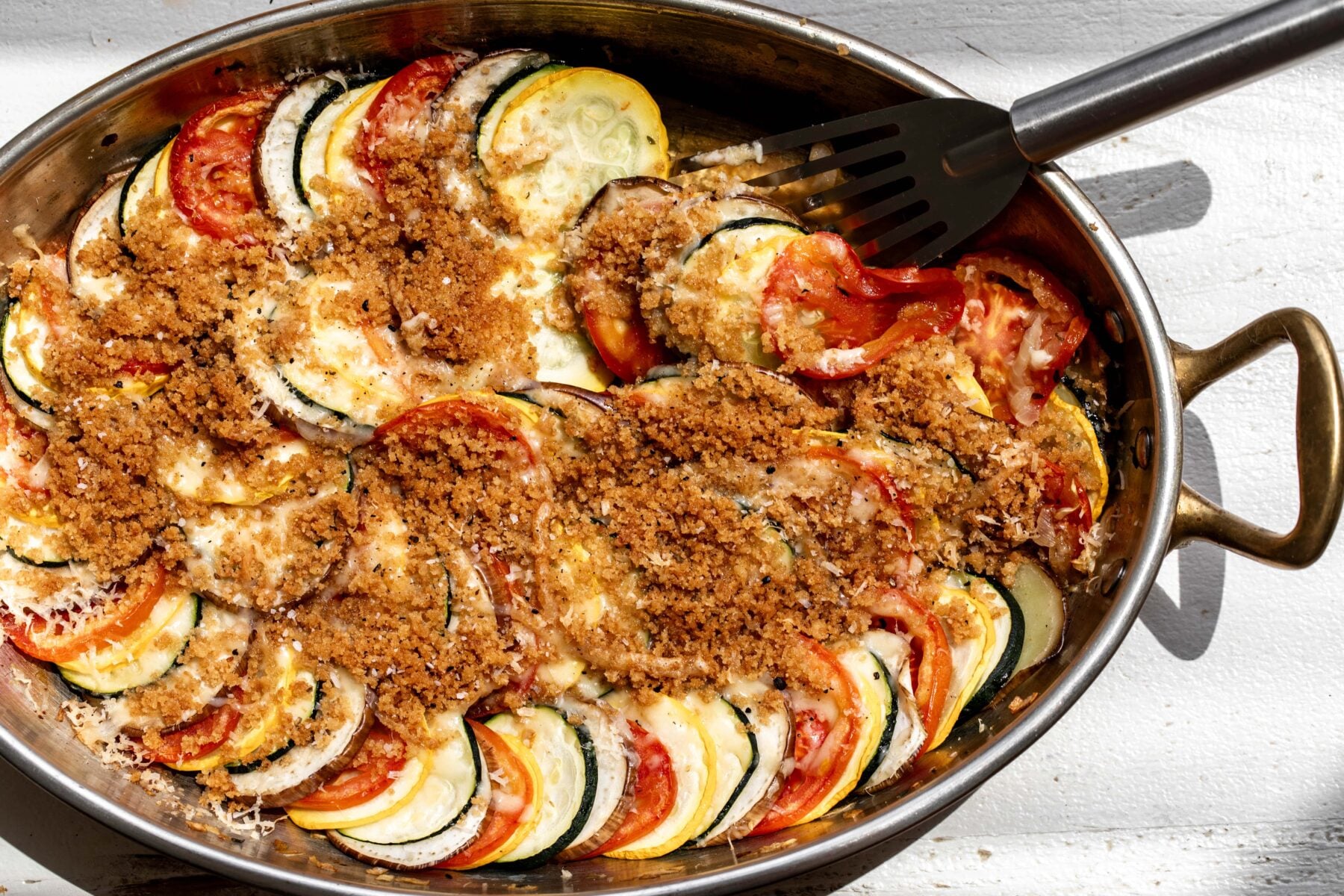ratatouille gratin with breadcrumbs.