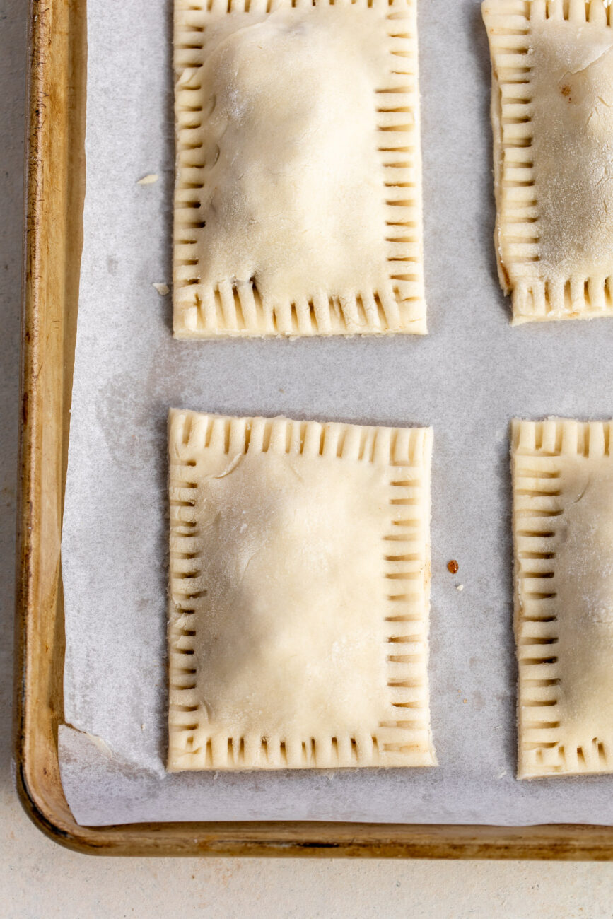 sealed apple cheddar hand pie dough.