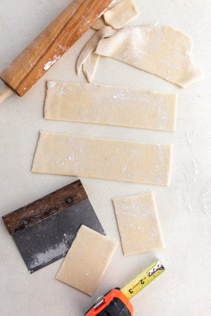 cut rectangles of dough.