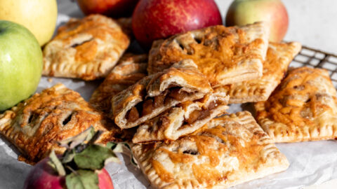 Apple cheddar hand pies with apples.