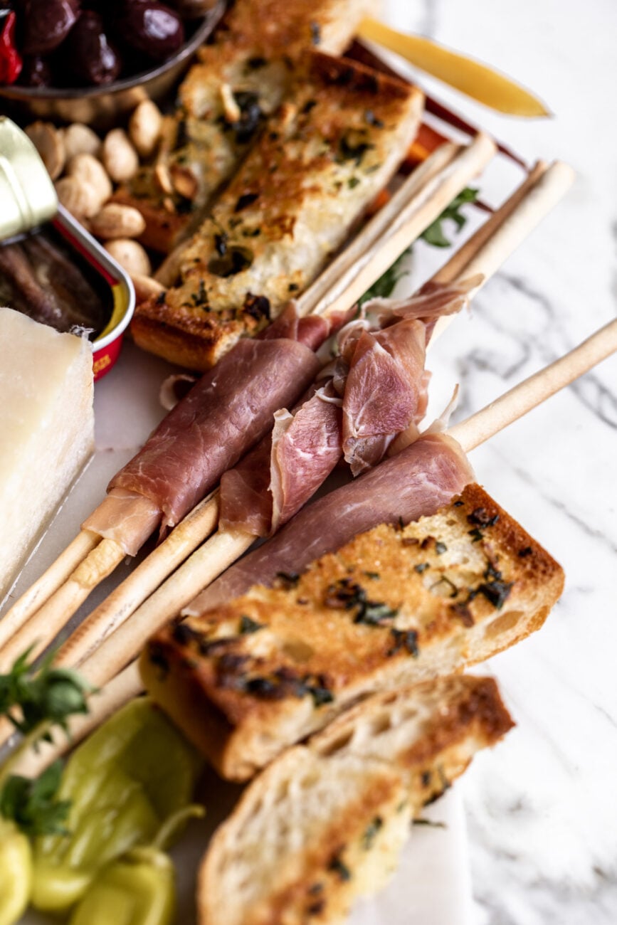 prosciutto wrapped breadsticks.