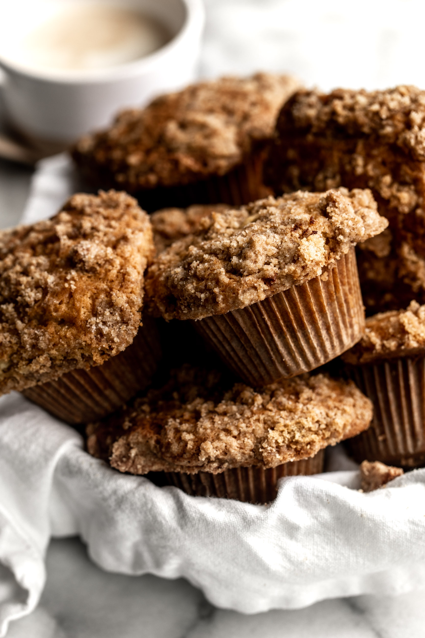 coffee cake streusel muffins from cinnamon streusel top stacked