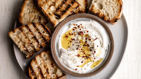 whipped spiced ricotta dip with grilled bread