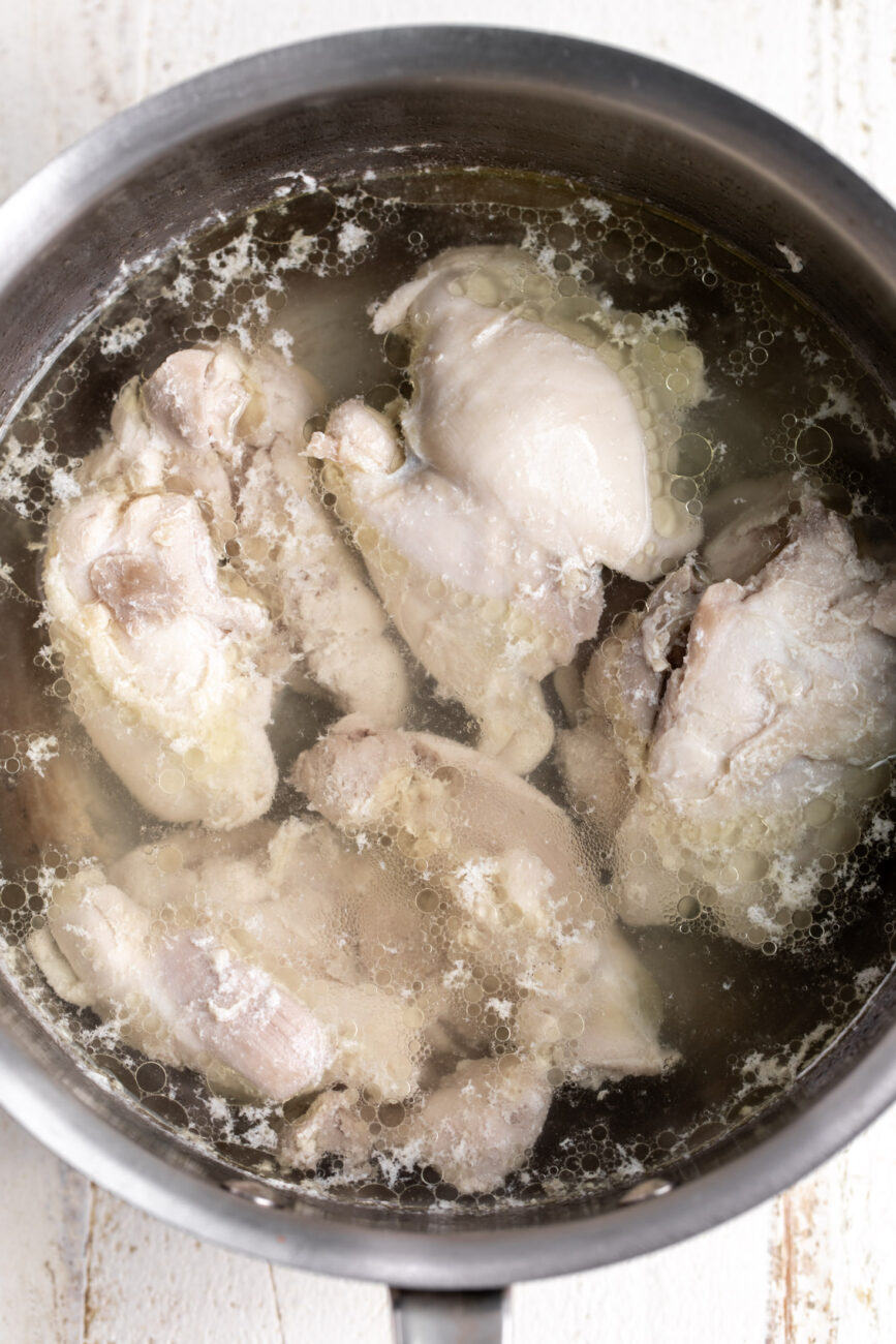 poached chicken thighs.