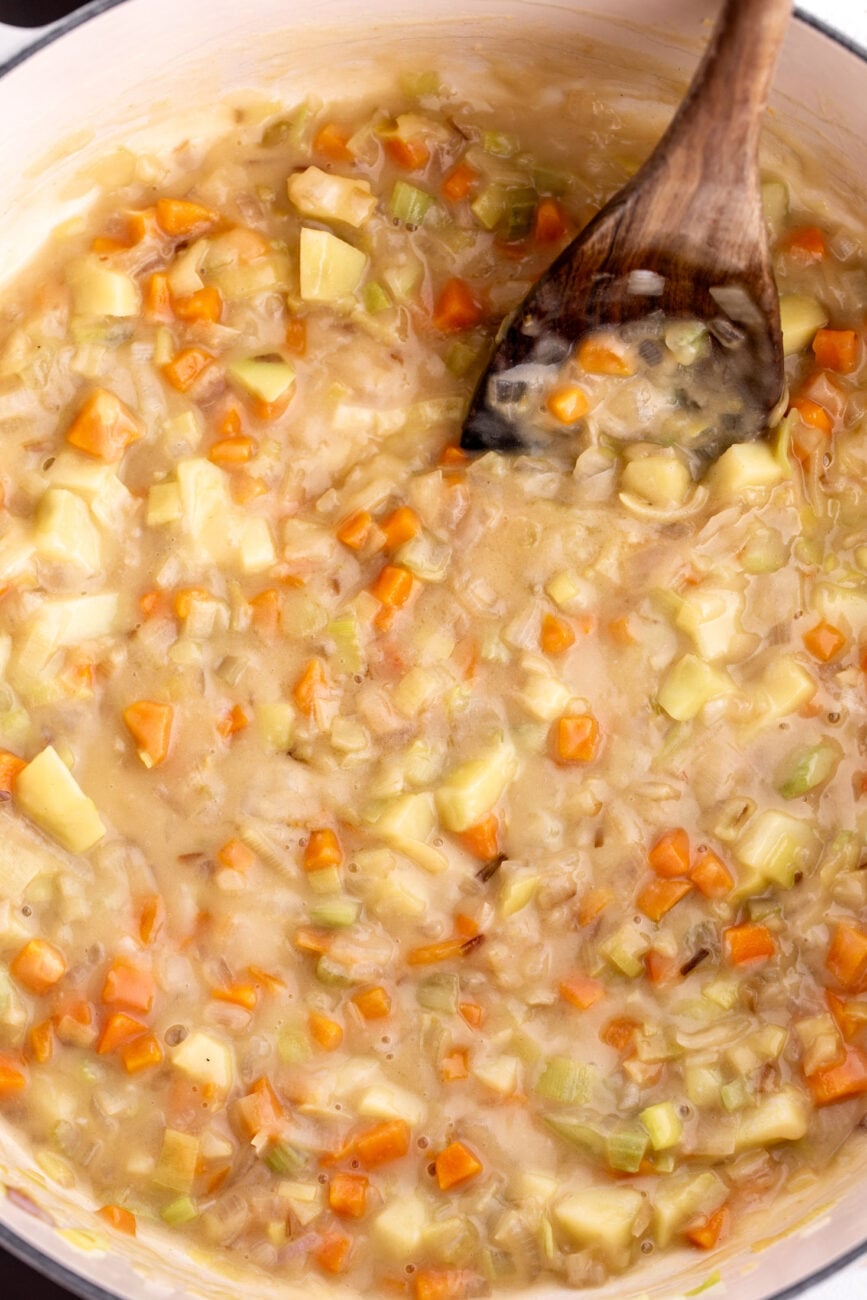 creamy lobster pot pie filling.