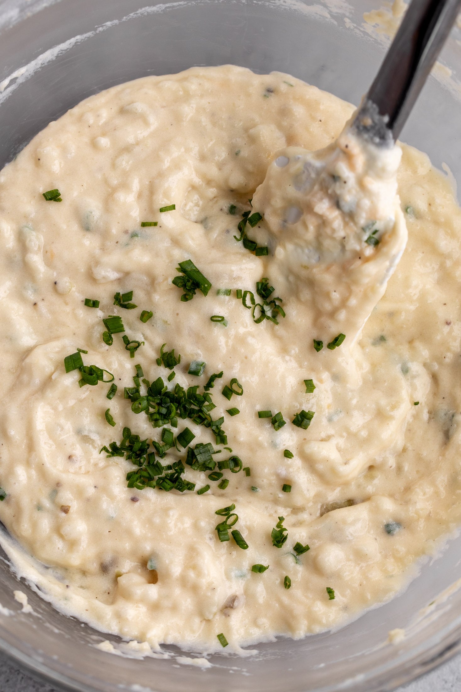 twice baked potato cheesy filling with chives.