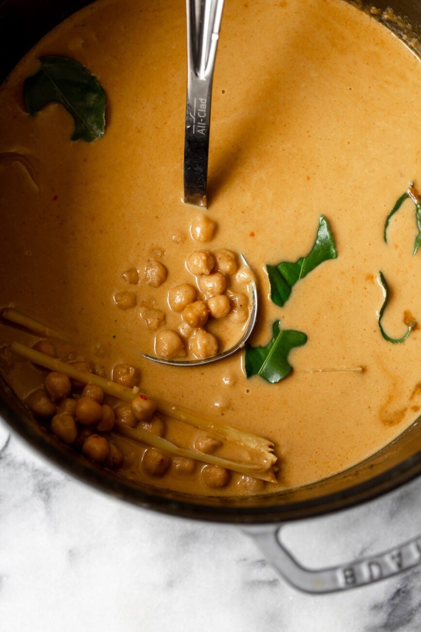 simmered chickpea coconut curry.