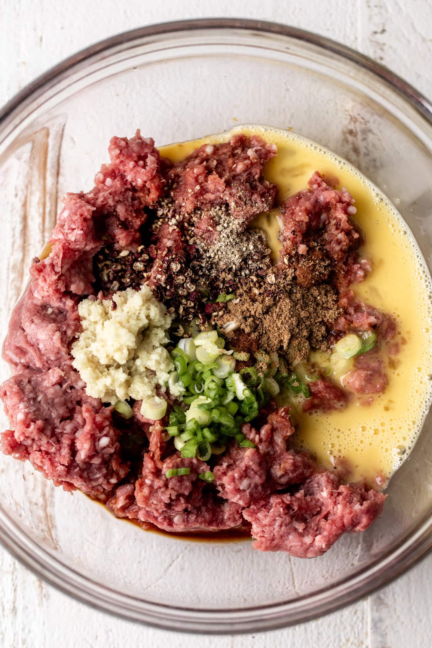 seasoned ground lamb dumpling filling.