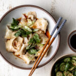 sweet and sour ground lamb dumplings.