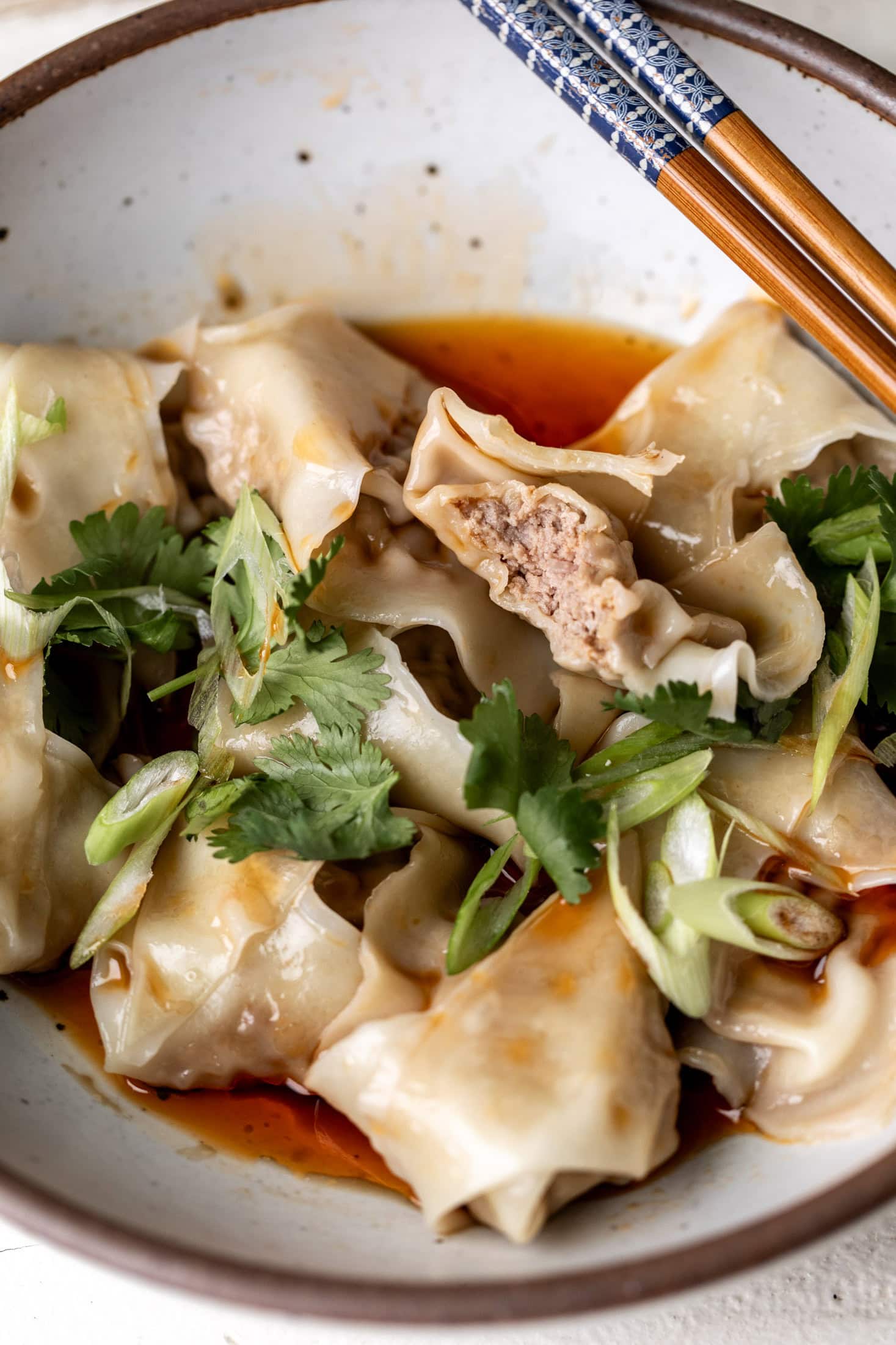 inside of ground lamb dumplings.