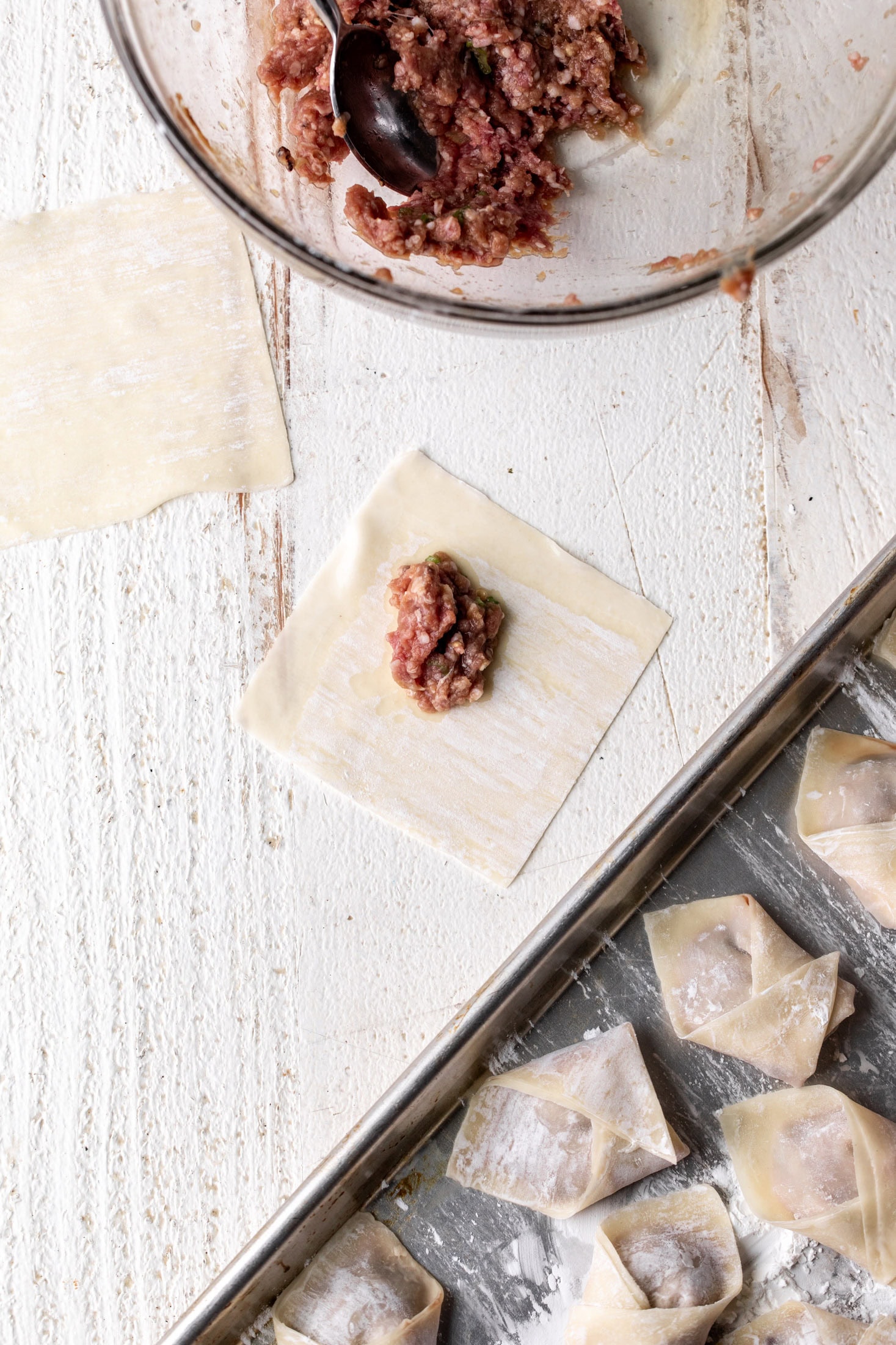 how to fill ground lamb dumplings.