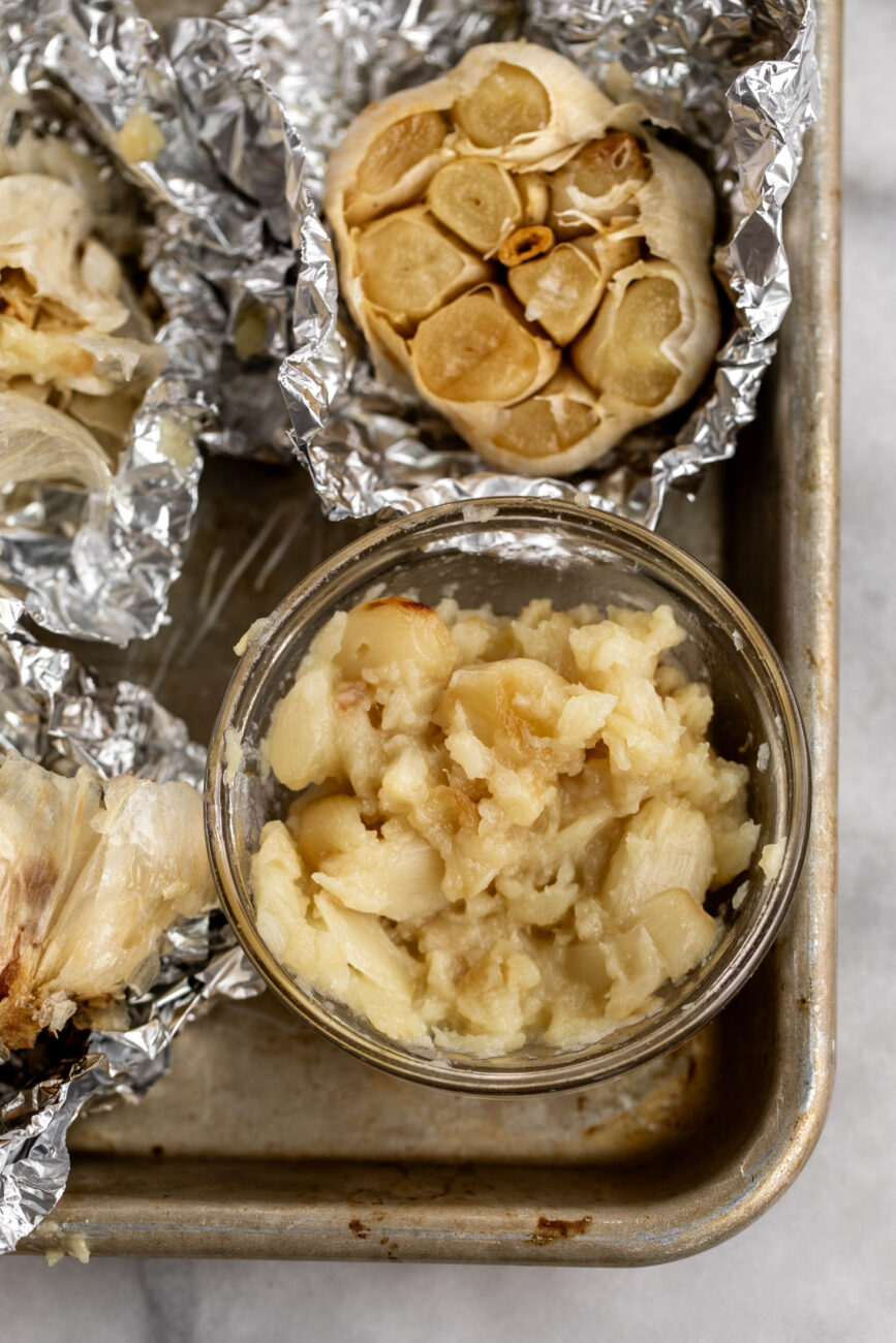 roasted garlic cloves squeezed out of peel.