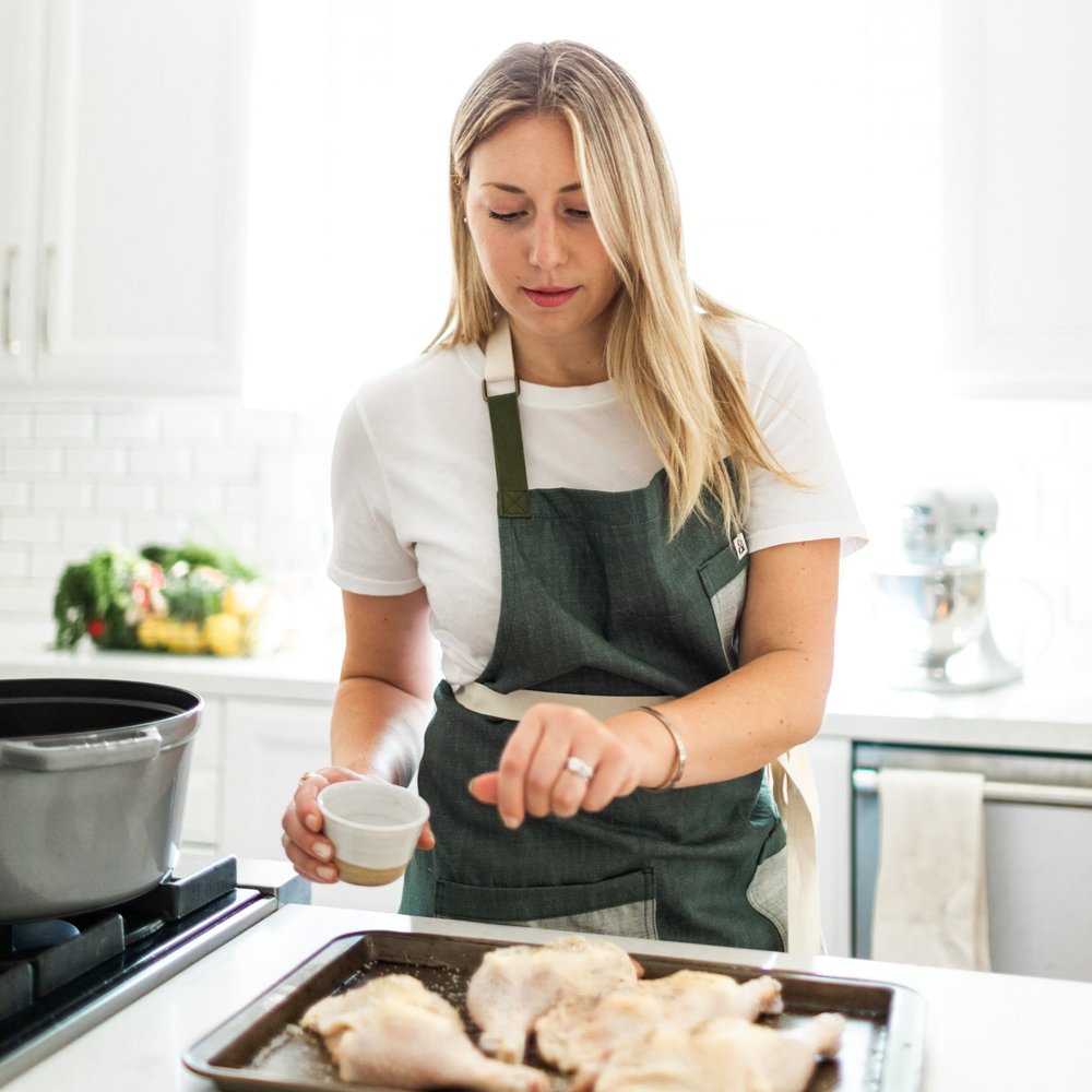 woman wearing Hedley & Bennet Apron