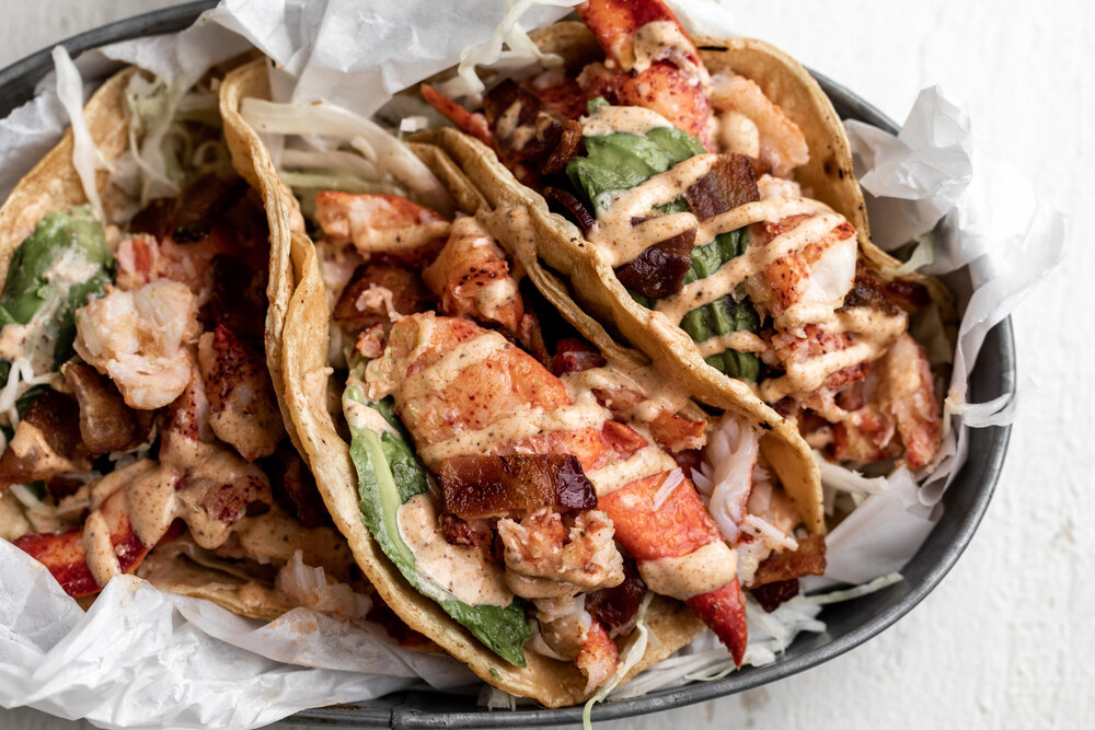 lobster and bacon tacos 
