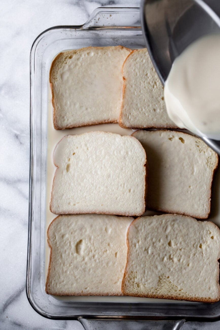 soaked brioche bread slices.