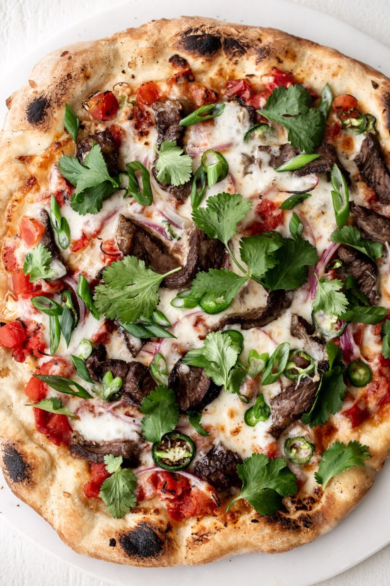 BBQ Steak Pizza Cooking with Cocktail Rings