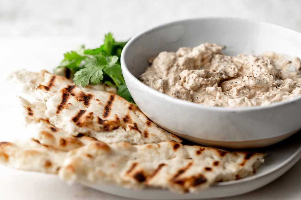 Caramelized Onion Pho Dip with grilled naan