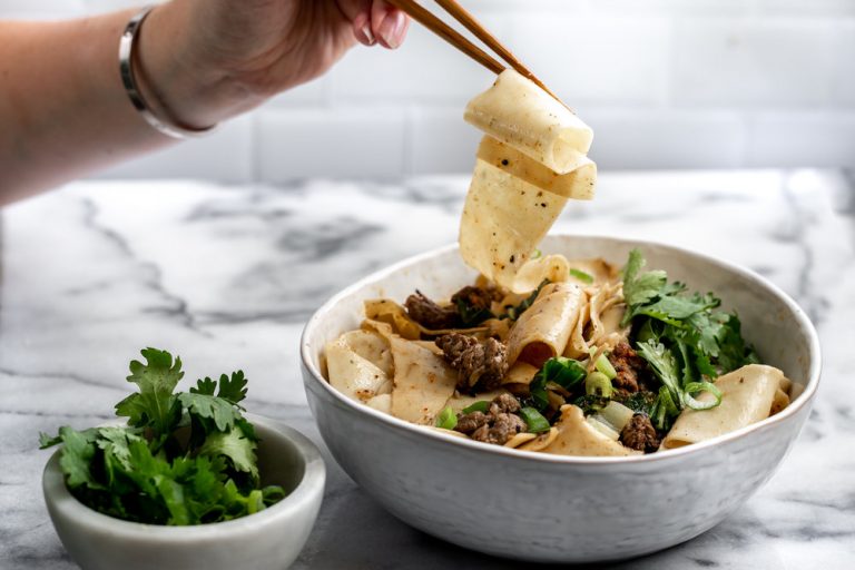 SichuanStyle Spicy Cumin Lamb Noodles Cooking with Cocktail Rings