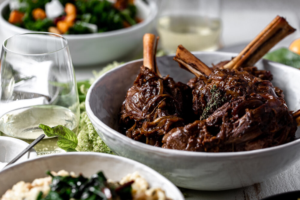 Balsamic and Caramelized Onion Braised Lamb Shanks Over White Bean & Winter Greens Risotto-44.jpg