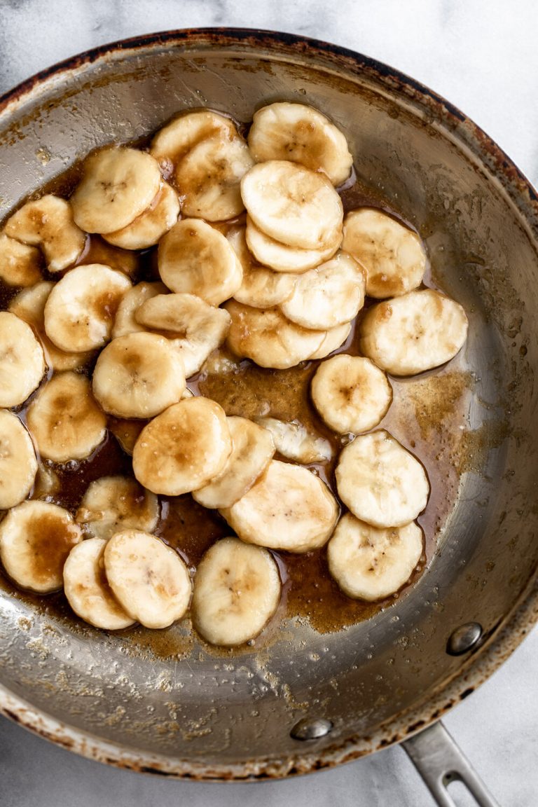 Bananas Foster Whole Wheat Waffles Cooking with Cocktail Rings