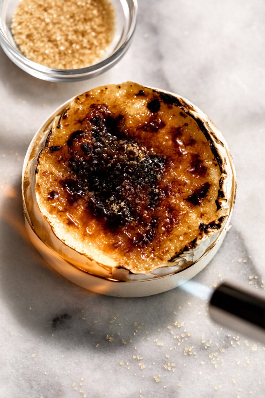 Brie Brûlée with kitchen torch.