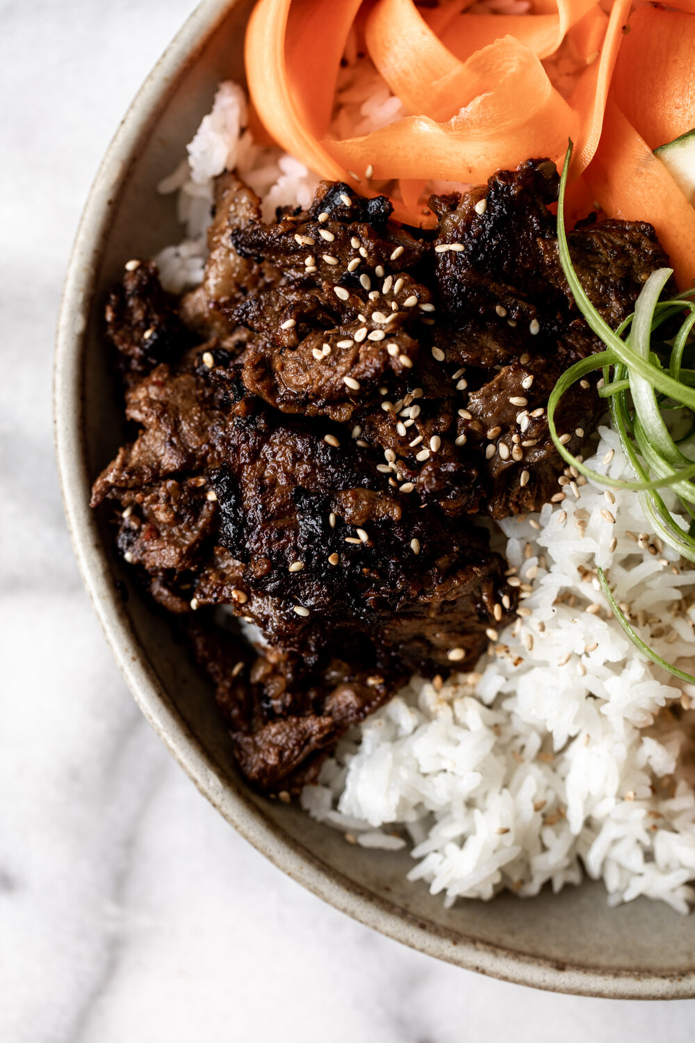 Bulgogi Beef and Rice Bowl caramelized beef